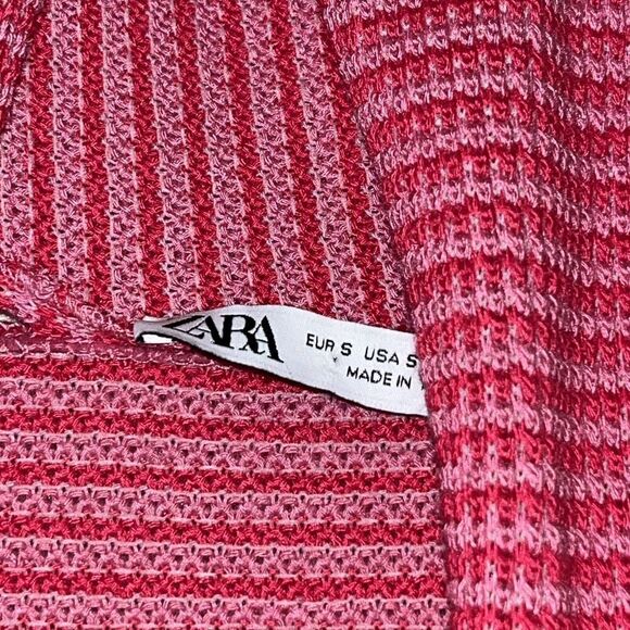 Zara Sweater With Scarf Wmns‎ Sz S Fuschia Pink Striped Long Sleeve Valentine - Picture 5 of 9